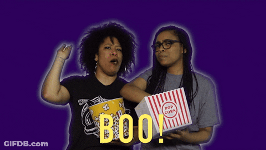 Two Ladies Dislike Reaction Throw Popcorn GIF