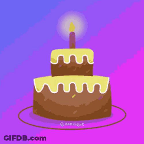 Two Layer Cake With Birthday Candle GIF