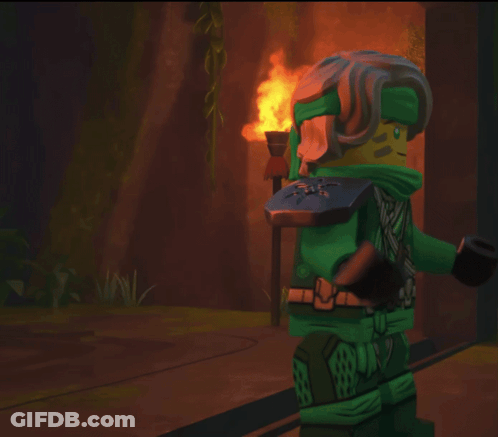 Two Lego Figures Hugging With Torch GIF