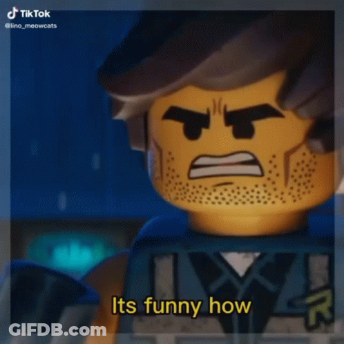 Two Lego Figures One Says You Fall Straight Down GIF