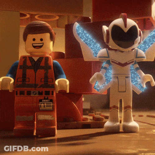 Two Lego Figures One Wearing Engineer Vest GIF