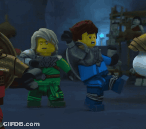 Two Lego Figures One Wearing Shield GIF
