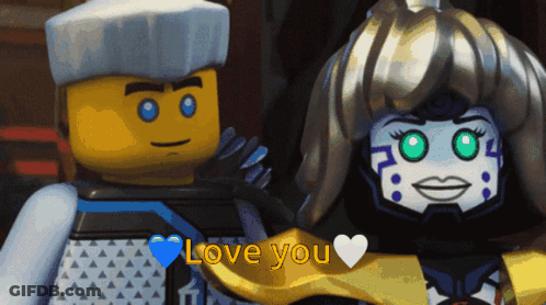 Two Lego Figures Saying Love You GIF