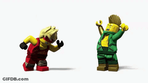 Two Lego Ninjago Characters Dancing GIF
