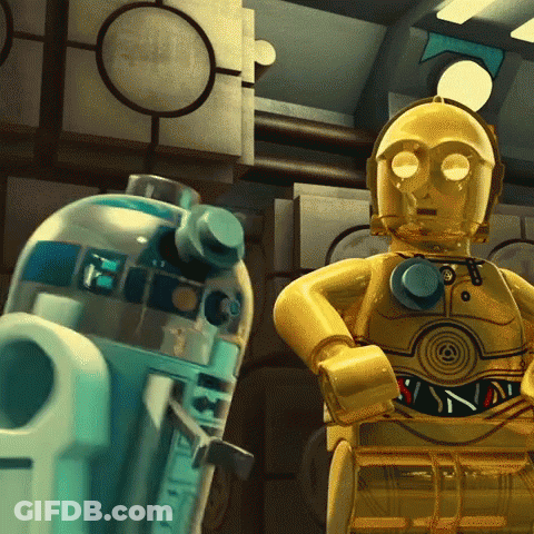Two Lego Robots R2D2 Belt GIF