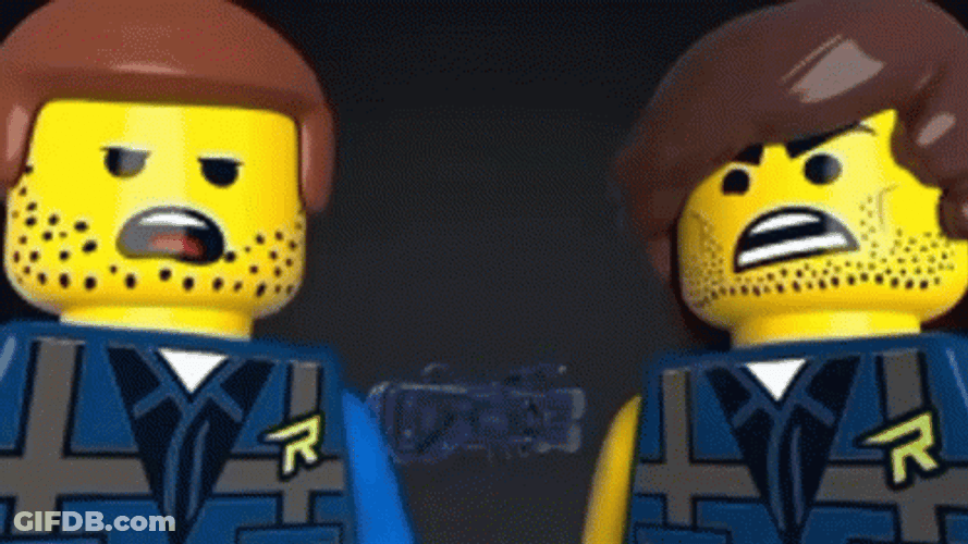 Two Lego Toys Talking GIF
