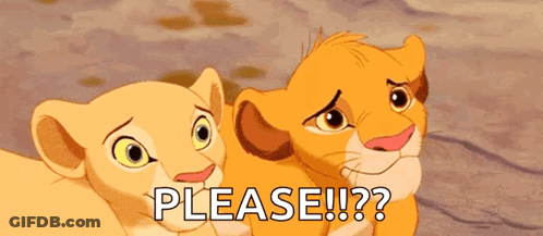 Two Lion Cubs From The Lion King Are Standing Next To Each Other And Asking For A Please ! GIF