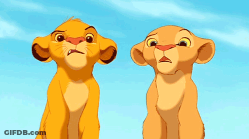 Two Lion Cubs From The Movie The Lion King Are Looking Up At The Sky GIF