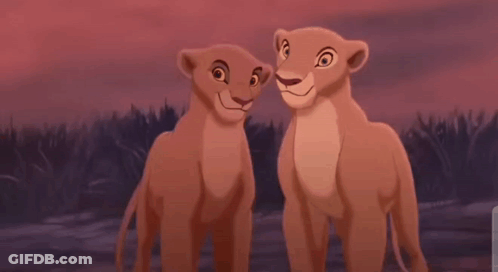 Two Lion King Cubs Smiling At Each Other GIF