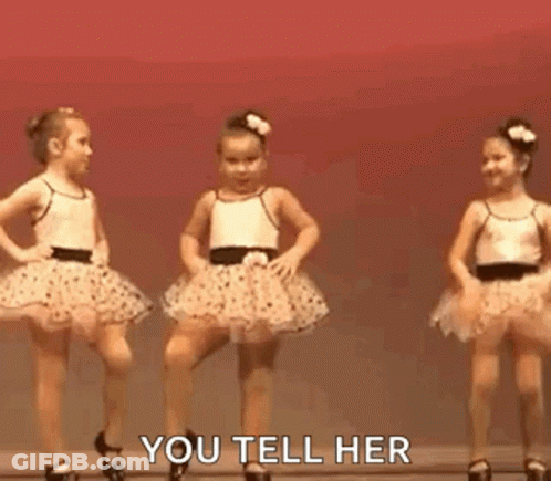 Two Little Girls Dancing, One Telling Other GIF