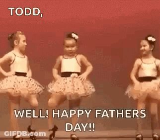 Two Little Girls In Tutus Dancing For Father's Day GIF