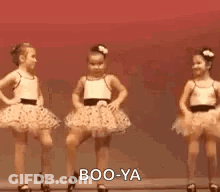 Two Little Girls In Tutus Dancing Saying Boo-Ya GIF