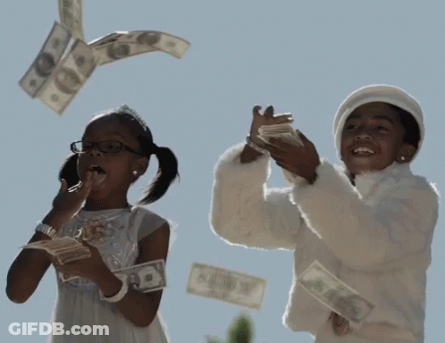 Two Little Girls Throwing Money In The Air GIF