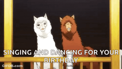 Two Llamas Are Standing Next To Each Other On A Balcony . GIF