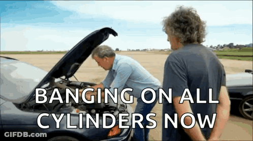 Two Men Are Banging On All Cylinders Now GIF