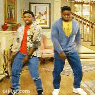 Two Men Are Dancing In A Living Room With The Words Hope-You-Like-You-Gif Below Them GIF