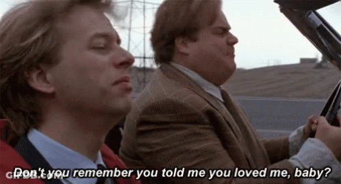 Two Men Are Driving A Car And One Of Them Is Asking The Other If He Remembers What He Told Him He Loved Him . GIF