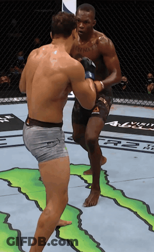 Two Men Are Fighting In A Boxing Ring And One Has A Tattoo On His Chest That Says Anna GIF