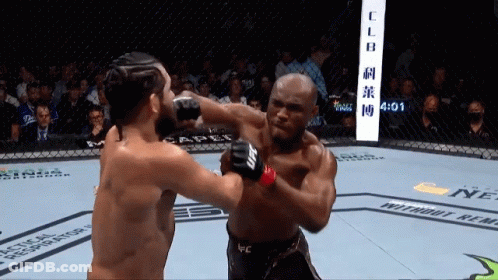 Two Men Are Fighting In A Boxing Ring And One Of Them Is Wearing A Ufc Glove GIF