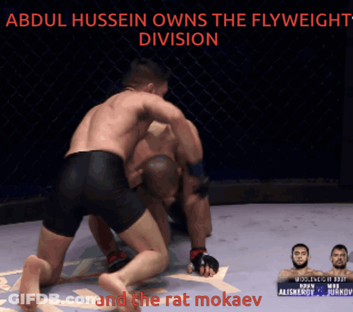 Two Men Are Fighting In A Boxing Ring And The Caption Says Abdul Hussein Owns The Flyweight Division GIF