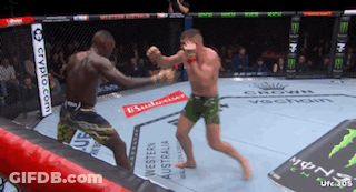 Two Men Are Fighting In A Boxing Ring Sponsored By Budweiser And Monster Energy GIF