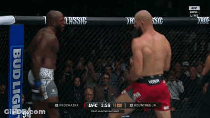 Two Men Are Fighting In A Boxing Ring With A Bud Light Banner In The Background GIF