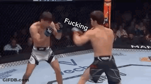 Two Men Are Fighting In A Boxing Ring With A Caption That Says Fucking . GIF