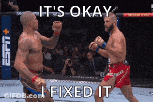 Two Men Are Fighting In A Boxing Ring With A Caption That Says It 'S Okay I Fixed It GIF