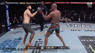 Two Men Are Fighting In A Boxing Ring With A Prize Pharma Banner Behind Them GIF