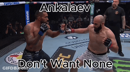 Two Men Are Fighting In A Cage With The Words " Ankaaev " On The Bottom GIF