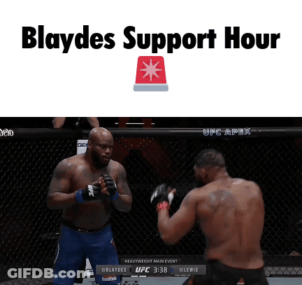 Two Men Are Fighting In A Cage With The Words Blaydes Support Hour GIF