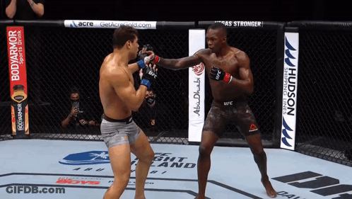 Two Men Are Fighting In A Ring With Ads For Hudson And Bodyarmor GIF