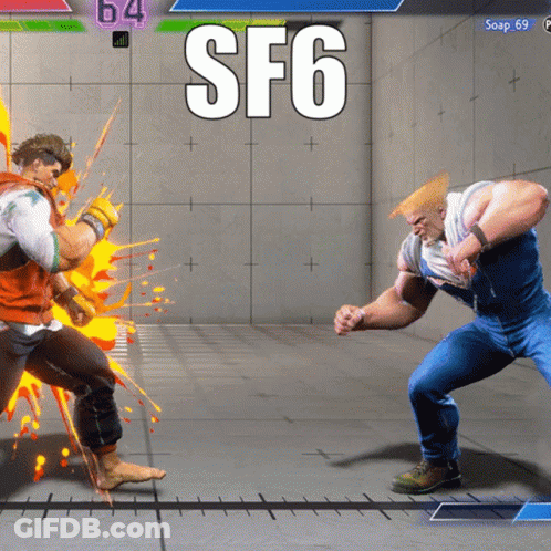Two Men Are Fighting In A Video Game With Sf6 Written On The Screen GIF