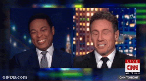 Two Men Are Laughing On A Cnn Show GIF