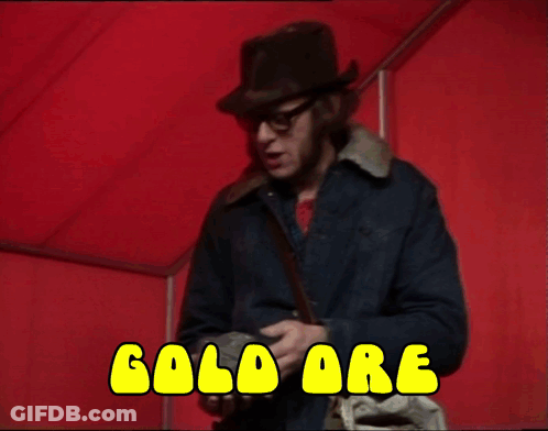 Two Men Are Laying On A Bed With The Words Ore Written In Yellow GIF