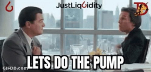 Two Men Are Sitting At A Table And One Of Them Is Saying Let 'S Do The Pump GIF
