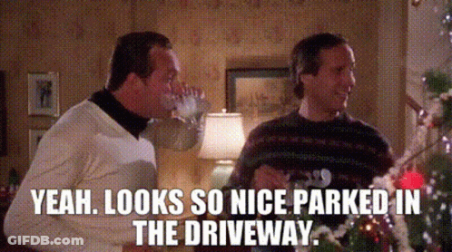 Two Men Are Sitting In Front Of A Christmas Tree Drinking Wine And Talking . GIF