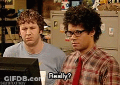 Two Men Are Sitting In Front Of A Computer And One Of Them Is Saying Really GIF
