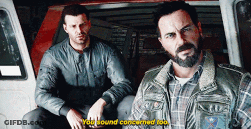 Two Men Are Sitting Next To Each Other And One Of Them Is Saying " You Sound Concerned Too " GIF
