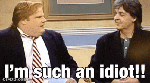 Two Men Are Sitting Next To Each Other And One Of Them Says I 'M Such An Idiot ! GIF