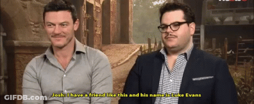Two Men Are Sitting Next To Each Other And One Of Them Says " Josh I Have A Friend Like This " GIF