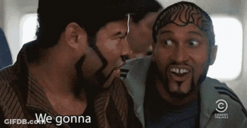 Two Men Are Sitting Next To Each Other On A Plane And One Of Them Says We Gonna . GIF
