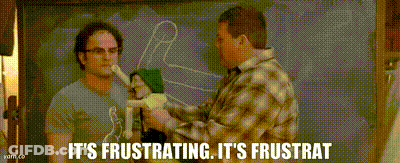 Two Men Are Standing In Front Of A Chalkboard With The Words It 'S Frustrating It 'S Frustrat GIF