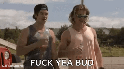 Two Men Are Standing Next To Each Other And One Is Smoking A Cigarette . GIF
