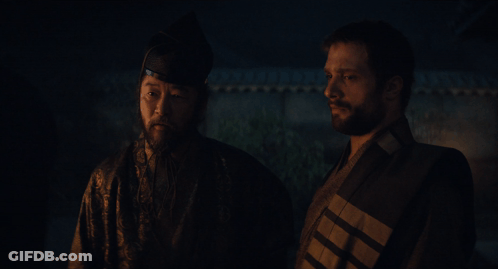 Two Men Are Standing Next To Each Other And One Of Them Is Asking The Other " Huh ? " GIF