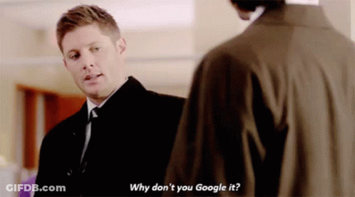 Two Men Are Standing Next To Each Other And One Of Them Is Asking The Other Why Don 'T You Google It . GIF