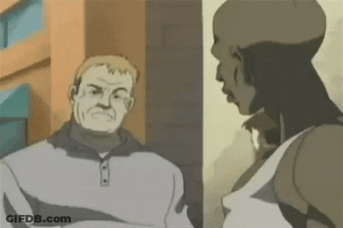 Two Men Are Standing Next To Each Other And One Of Them Is Drinking From A Glass GIF