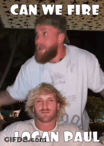 Two Men Are Standing Next To Each Other And One Of Them Is Named Logan Paul GIF