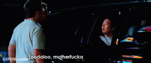 Two Men Are Standing Next To Each Other And One Of Them Is Saying Toodaloo Motherfucka GIF