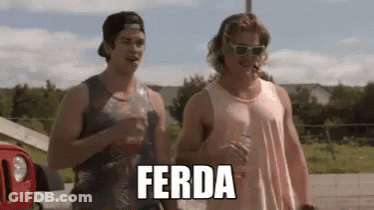Two Men Are Standing Next To Each Other And One Of Them Is Smoking A Cigarette And The Other Is Drinking Water . GIF